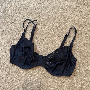 Vintage Y2K Victorias Secret Black Lace Bow Bra 36D
